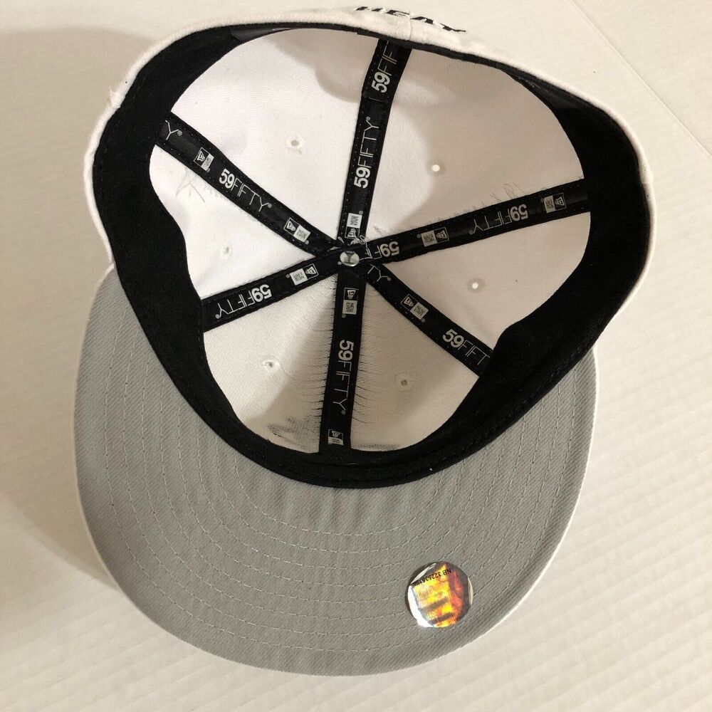 Miami Heat Hat Cap White Basketball NBA Fitted 7 3/8 59 Fifty‎ Logo Sportswear - Picture 9 of 10